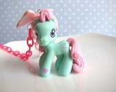 Japan Kawaii Gyaru Harajuku Zipper Style Pink Fairy Kei Ribbon Bow, Pink Plastic Chain My Little Pony Necklace