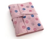 Handmade Pink Suede Journal, A Polka Dot Party in Pink, Purple, and Blue
