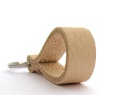 Handmade Leather Key Ring in Milled Leather, A Natural Leather Accessory in Sand