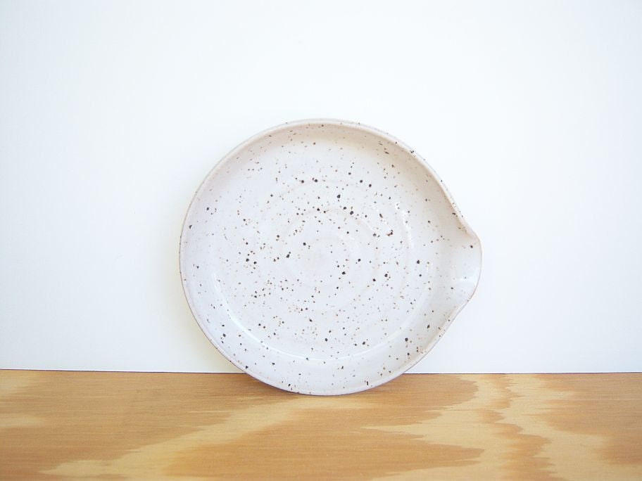 Stoneware Ceramic Spoon Rest in Glossy White Glaze
