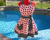 Ladybug Apron - Custom Sizes - Womens, Pin Up - Sweetheart Apron - Scarlet Chic Sassy Apron