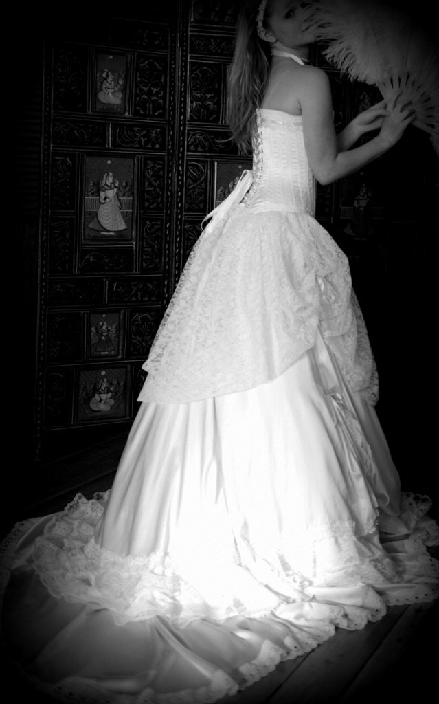 Ivory Wedding Dress- Silk corset and bustle skirt, Victorian Weddings