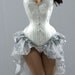 Wedding Corset- Victorian Overbust- Lingerie- White and Silver- wedding bodice