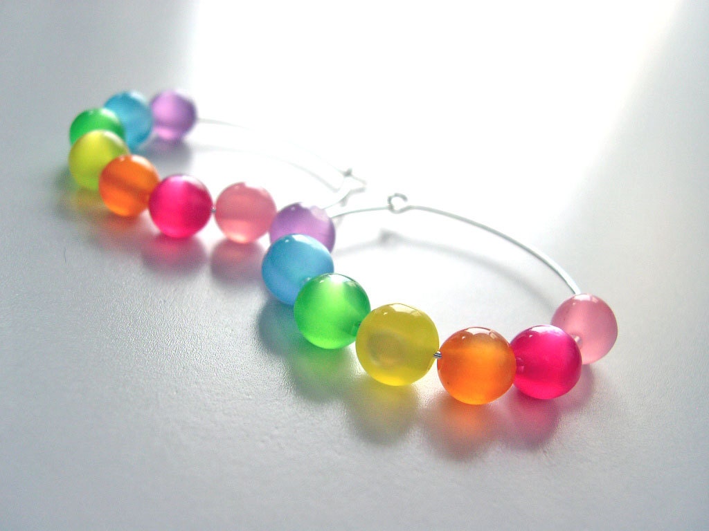 Rainbow  hoop earrings kawaii sweet lolita fairy kei