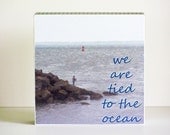 coastal living wall decor, nautical art tile, beach cottage decor, ocean fisherman photo, fishing typography