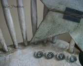 Bottle Cap Magnets - LOVE Typewriter Keys Magnets, Primitive, Set of 4