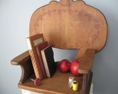 Vintage wooden rocker chair seat, repurpose to shelf, guest bath towel holder, Unusual, unique in your Vintage, Farmhouse, Shabby Chic Home