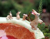 rabbit bowl - rabbits and the red earth - handmade porcelain bowl