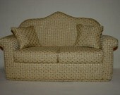 16 Inch  Doll Sofa - Latticework Cream - Roll  Arm - Handmade