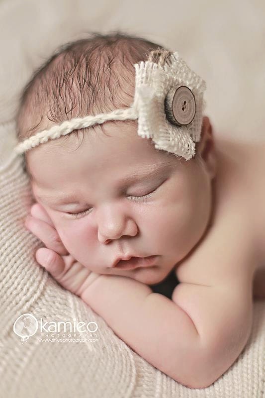 Newborn Burlap Tie Back Headband, Photography Prop