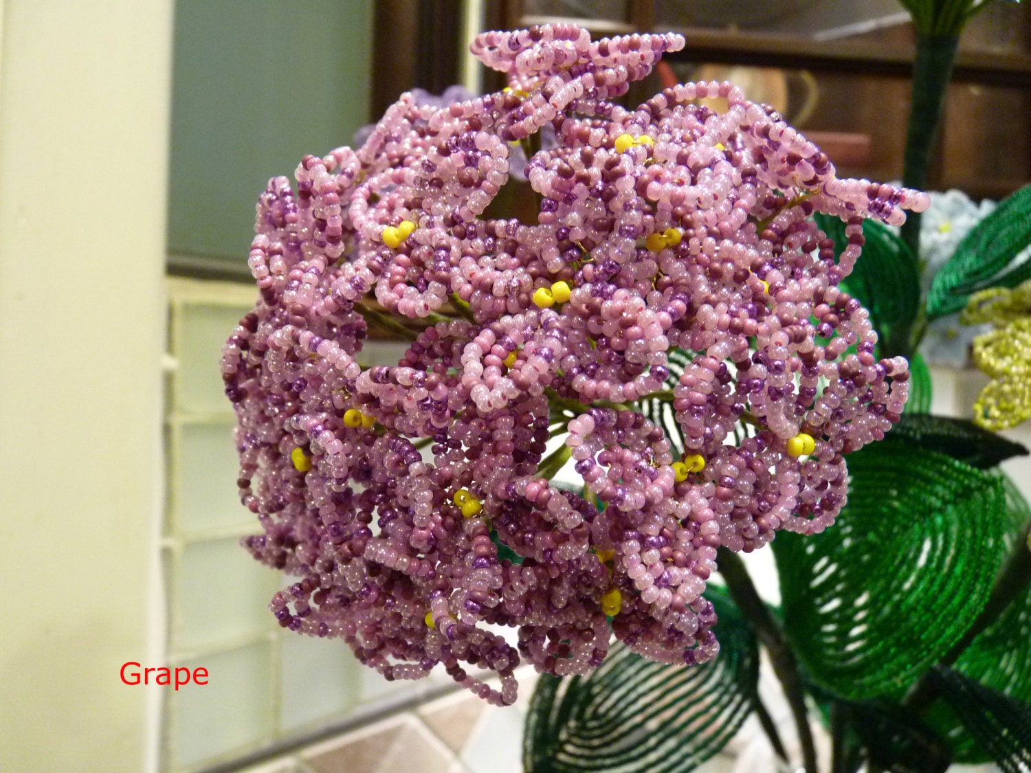 One Stem Hydrangeas French Beaded Flower you pick the by yakarina