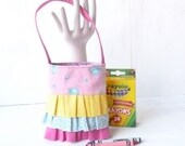 Toddler Baby Purse - Pink Ruffle Little Girl Purses - Cute Pastel Spring Bag - Toddler Toy Kid Vegan Recycle