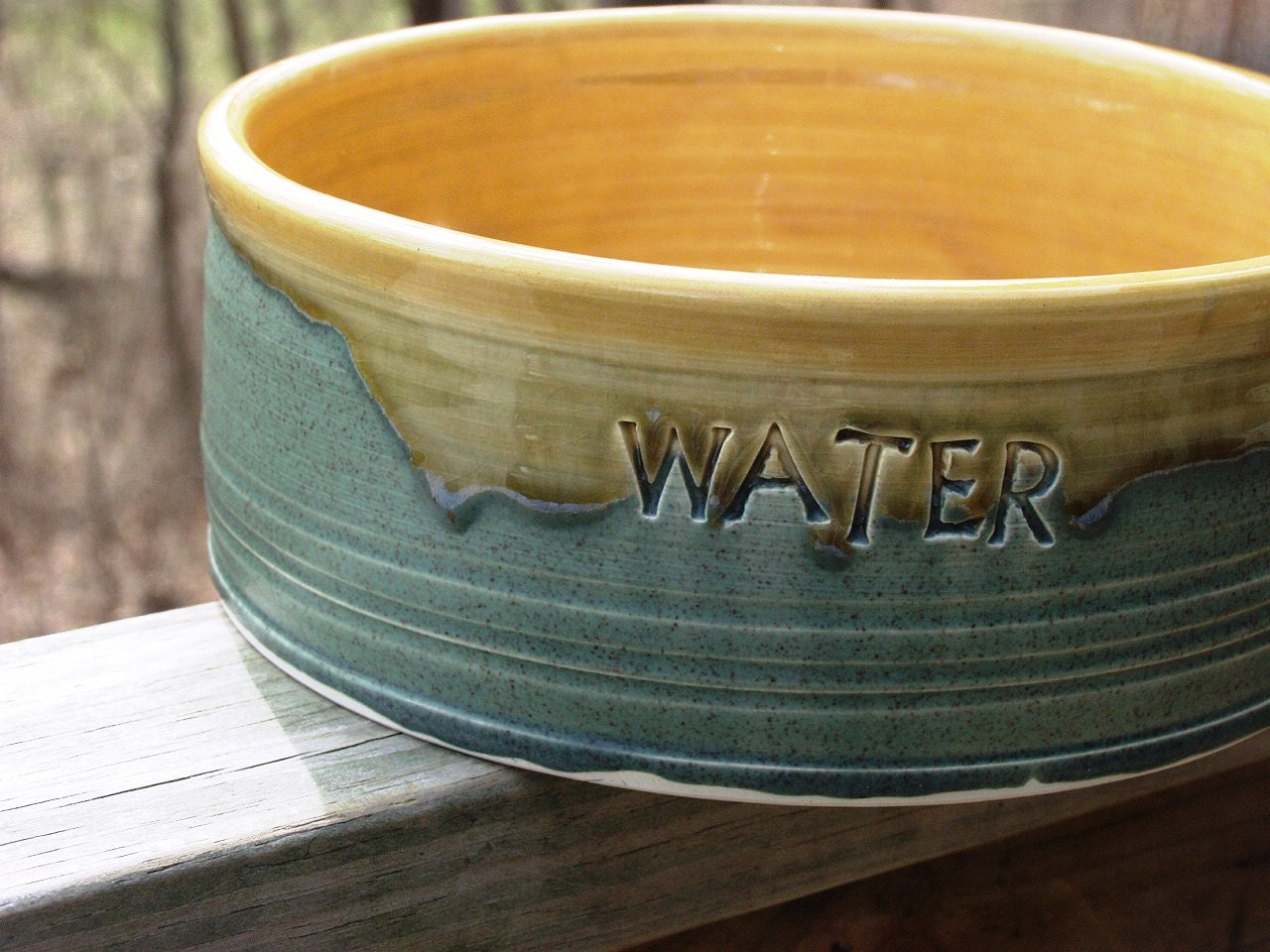 Made to Order Extra Large Personalized Ceramic Pottery Dog Bowl Dish Food Bowl Midwest Living Magazine