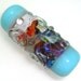 Handmade Lampwork Bead Sky Blue Robins Egg Purple Amber Red Silvered Ivory Mottle Shards Glass Artisan Focal SRA -- Rave About You