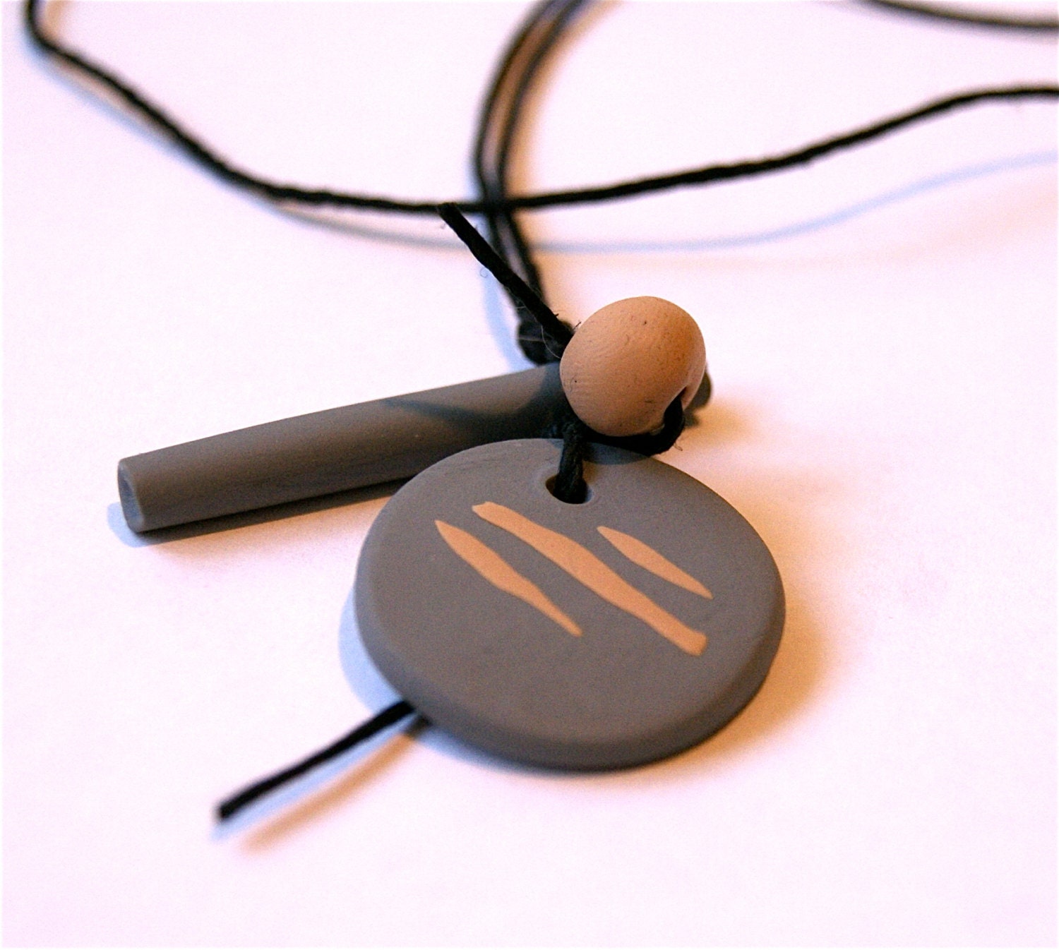 MOON - Polymer Clay Bead Necklace - Handmade