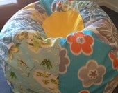 NEW Hawaiian postcard Surfer Girl beach bean bag chair with hibiscus and ikat florals