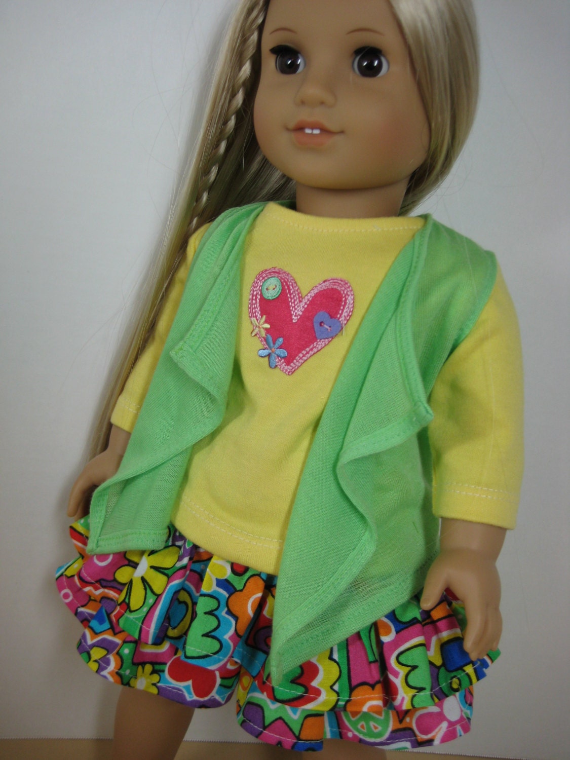 18 inch Doll Clothes American Girl Ruffled Peace and Love Sign Outfit