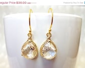 Sale 25% Off Crystal Clear Faceted Glass Crystal Earrings - Wedding - Bridal - Bridesmaid