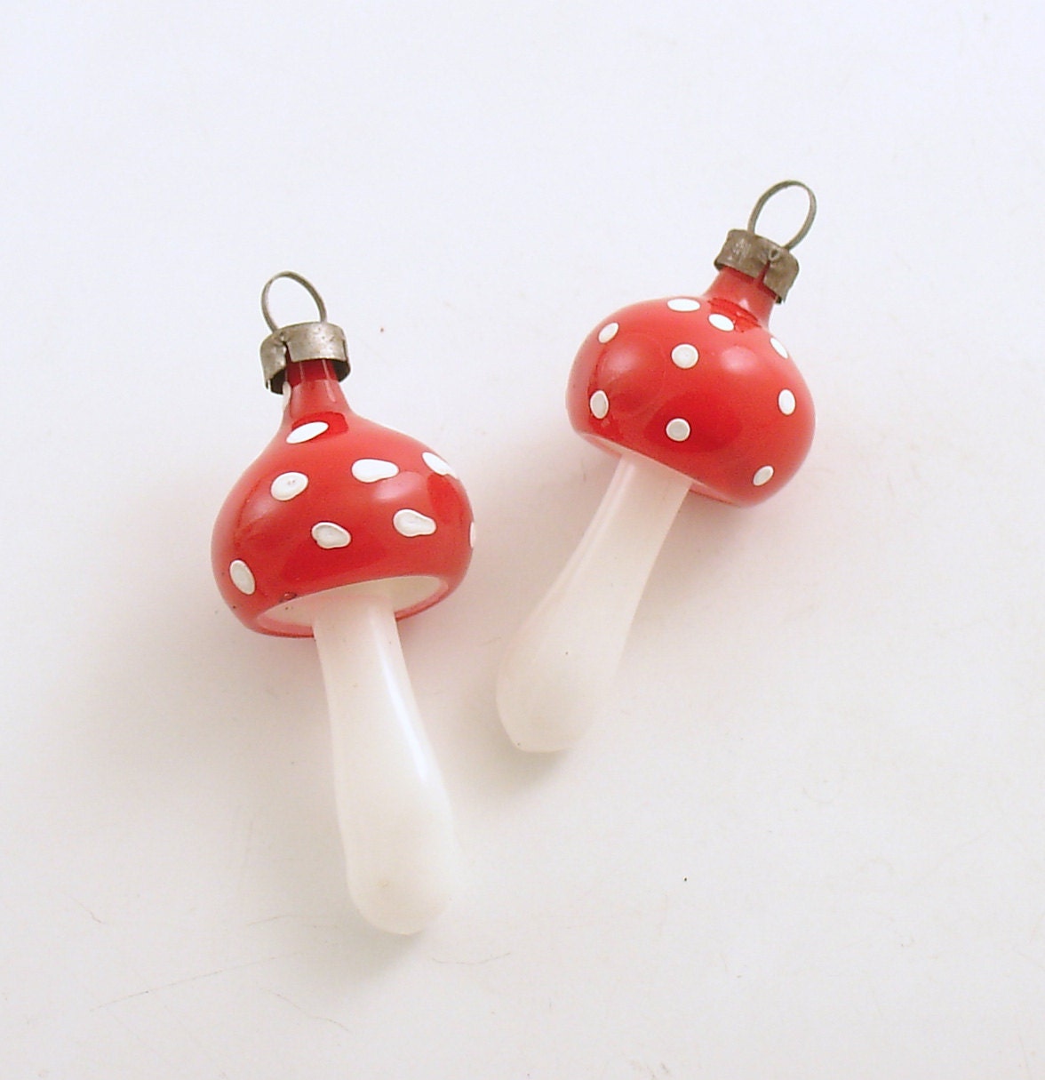 Vintage Glass Mushroom Christmas Ornaments