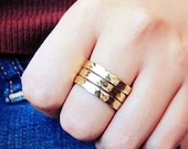 Golden Bands- Bronze hammered stacking rings.