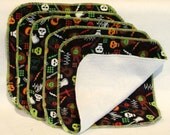 Country Cuttin's Infant Black Rock n Roll Guitar Skull Flannel & Knit Terry Cloth Wipes Set of 5
