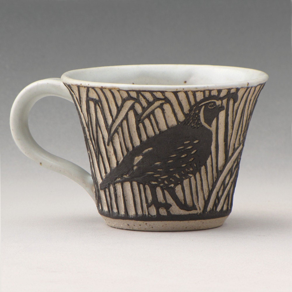 California Quail Stoneware Teacup