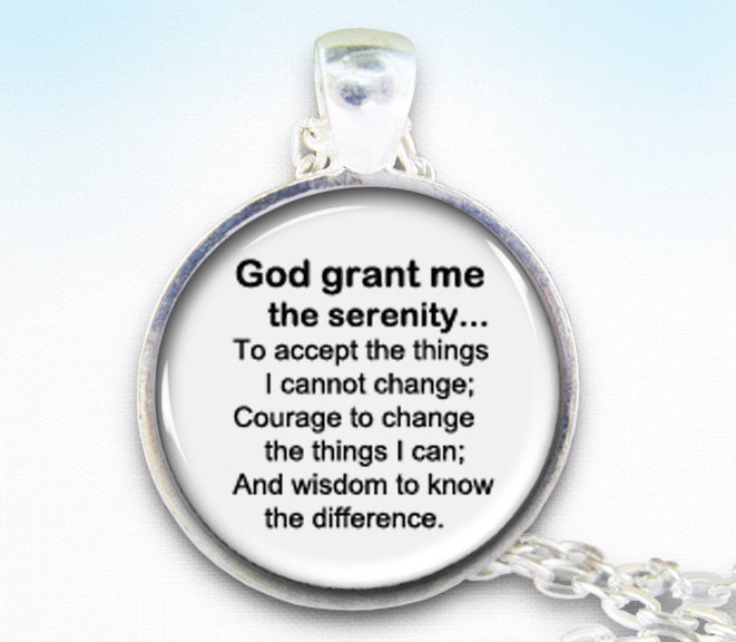 Serenity prayer  necklace ,Serenity prayer jewelry , serenity prayer black white  religious jewelry, inspirational necklace
