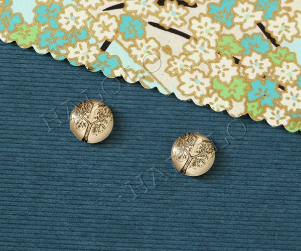 10pcs handmade organ lung on vintage style background cabochons 12mm (12-0763)