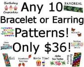 Peyote Bracelet Pattern Brick Stitch Earring Pattern SALE - Pick any 10 Bracelet/Bookmark Charm/Earrings Patterns for Only 36.00