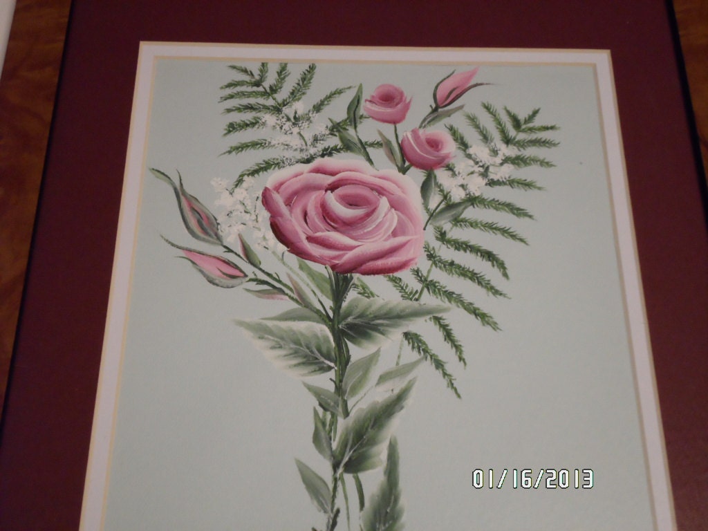 Roses and Ferns Bouquet  11 x 14 Painting