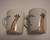 Painted Giraffe Cups Set of 2