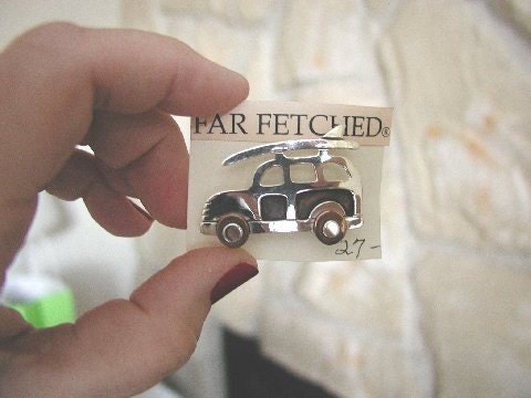 Far Fetched Woodie Car Sterling Silver Pin