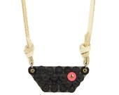 Black Trapezoid Necklace - geometric - neon pink - simple