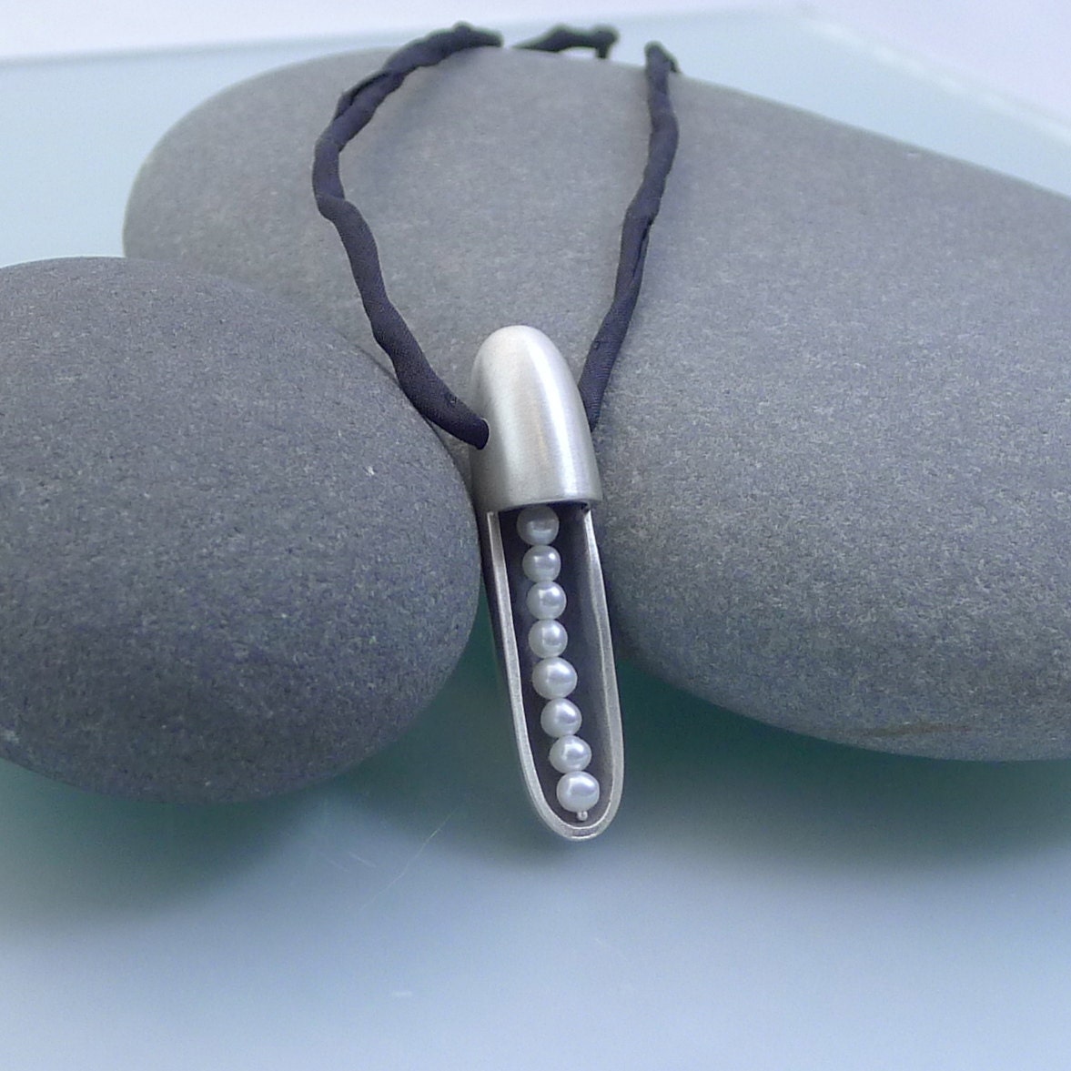 Sterling Silver Cylinder with Freshwater Pearls  - N0632