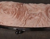 Extra Long - Champagne Nude Chiffon Clutch with Gun Metal Frame