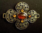9 Large Antique brass filigree findings 2.25 x 1.75 inches