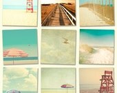 Beach photography, ocean, umbrella, pastel, sun and sand, amber, turquoise, nautical, spring decor idea, clouds, nature photos