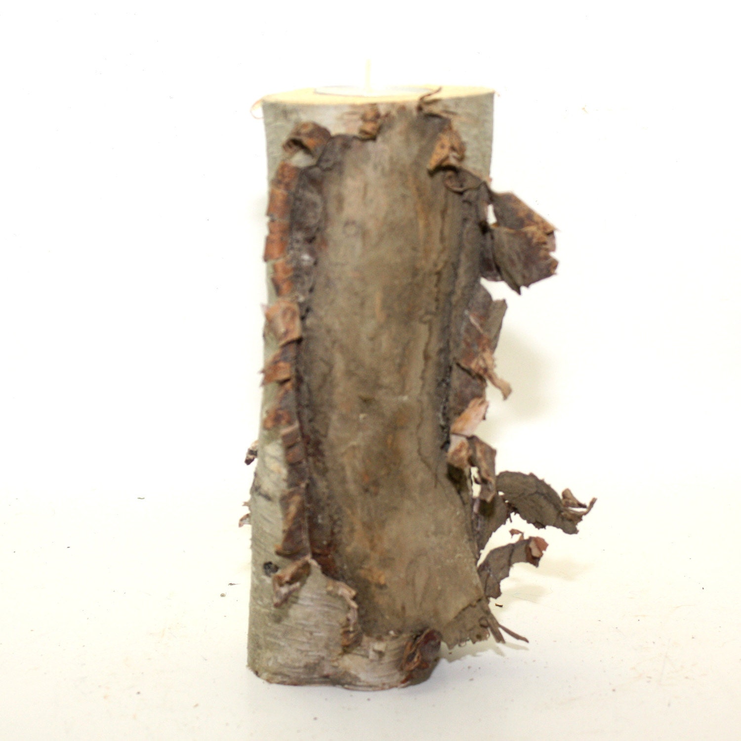 Birch Bark Candle Holder Peeling Birch Bark Wedding Candle READY TO SHIP