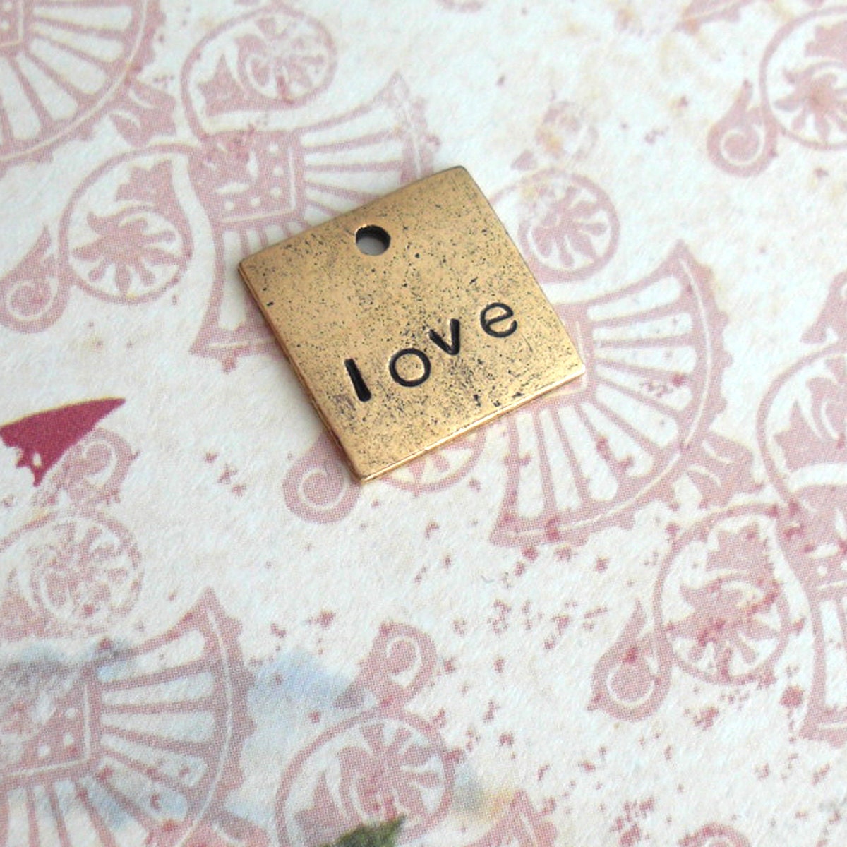 Mini Square Charm . Perfect Addition to your necklace . Heart, Sweet, Monogram, Couples, Initial, Birthdate, Cute silver, copper, or gold