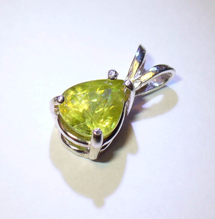 Genuine Sphene (Titanite) Pendant in Sterling