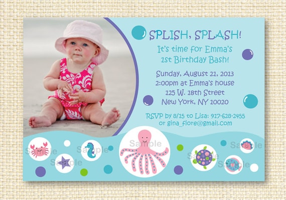 Girls Under the Sea Pool Beach Party Printable Birthday Invitation Il_570xn