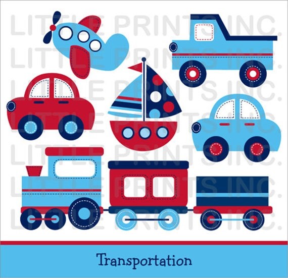 Transportation Transportation Car Sailboat Truck Airplane Clip Art INSTANT DOWNLOAD Il_570xn