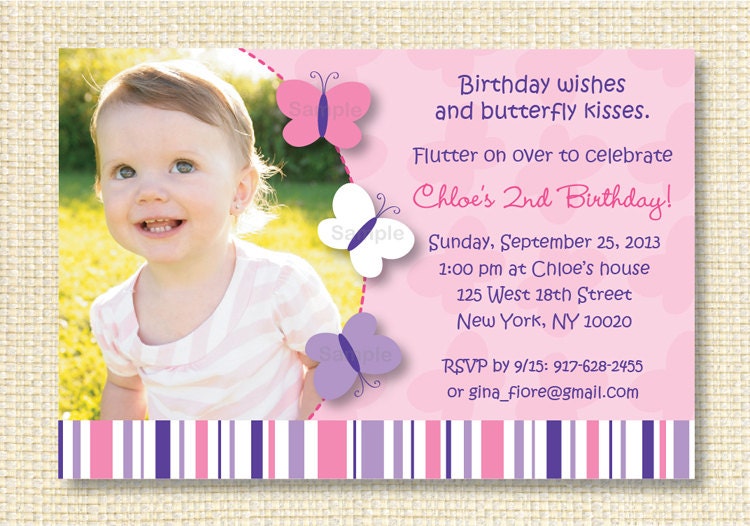 Spring Pink Butterfly Printable Birthday Invitation Il_570xn
