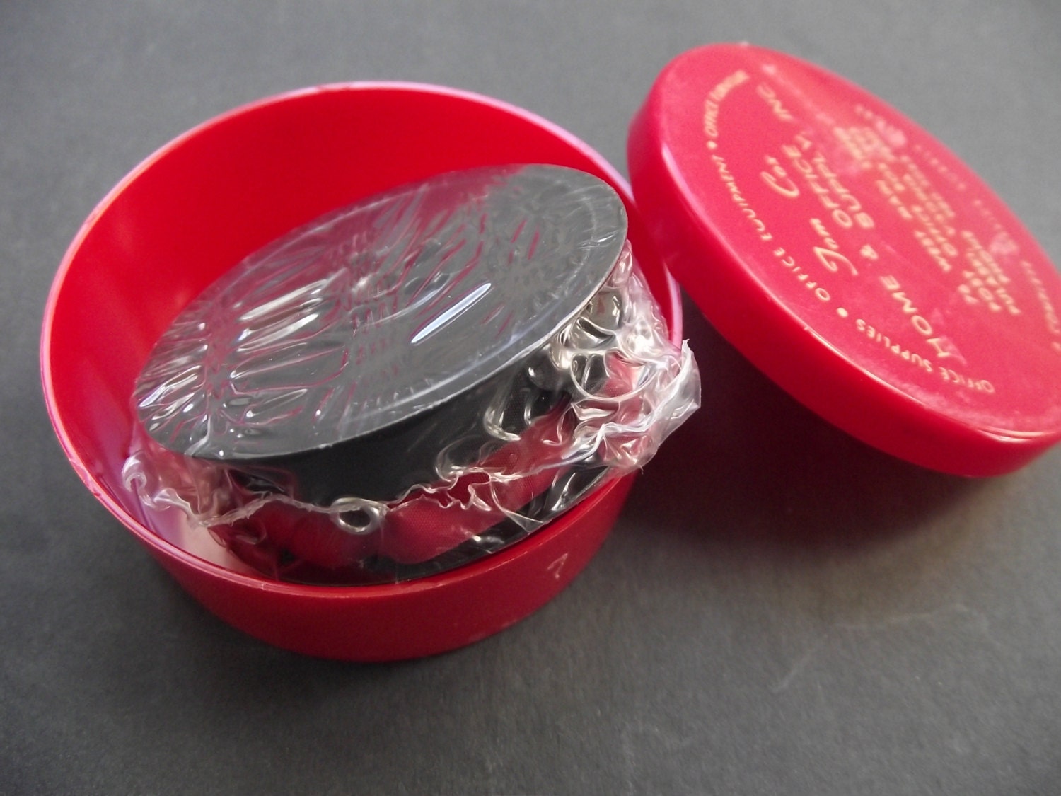 Vintage Typewriter Ribbon - Red and Black No. 40 - NOS - in Celluloid Box - Tom Cox Office Supply, Pulaski Virginia