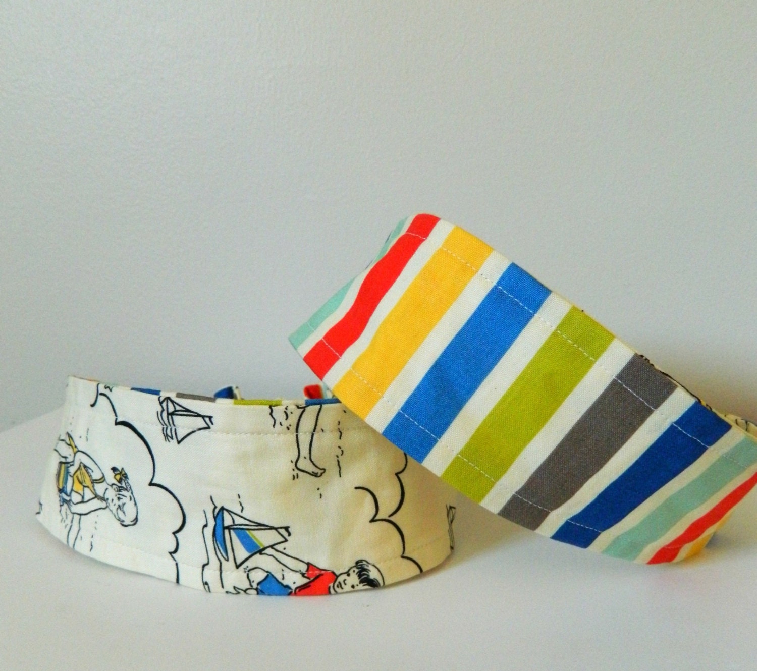 2-in-1 Reversible Headband- By the Seaside and Stripes