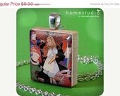 Moving Sale - ALICE FRIENDS : a jewelry pendant charm made from a Scrabble Game Tile game piece