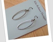 Simple Classic Earrings Smokey Gray Hoops Oval
