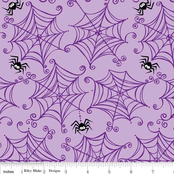 Too Cute to Spook Web Purple  - 1/2 Yard