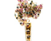 TenThings. JUICY. beaded tourmaline. quartz. charm. necklace.