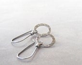 silver dangle earrings, rustic silver earrings, metalwork earrings, lightweight silver earrings